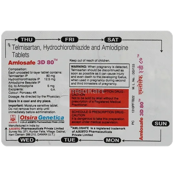 amlosafe 3d 80mg tablet 7's